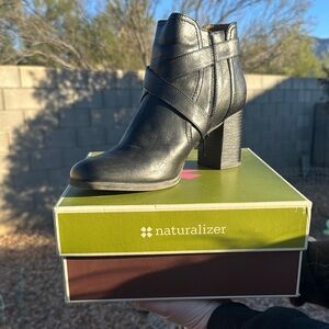 Naturalizer Black Leather Ankle Booties